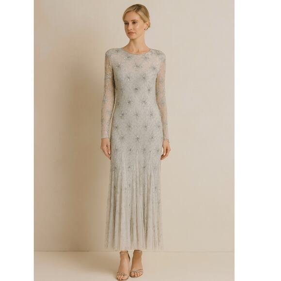 Vintage 1980’s Judith Ann Creations Beaded Gown Small Green - Picture 2 of 14